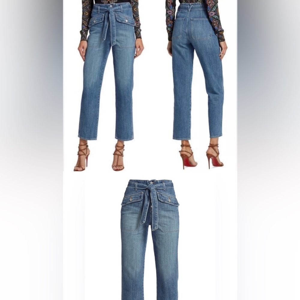 Veronica Beard Rinley Cropped Straight Leg High Rise Jeans